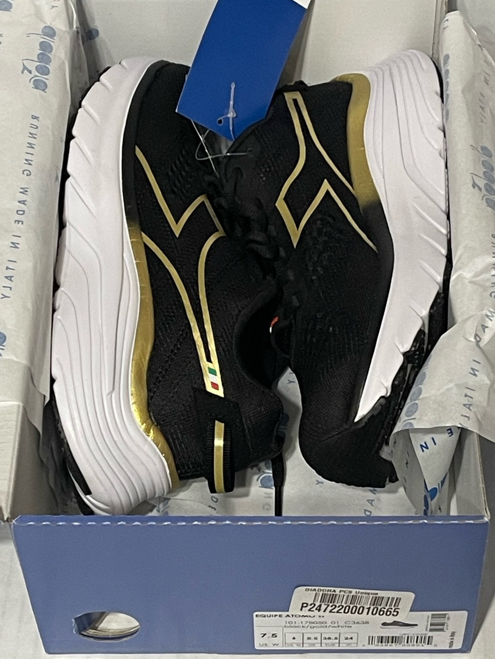 Diadora Equipe Atomo - Women’s 7.5 - Black/Gold/White - NIB